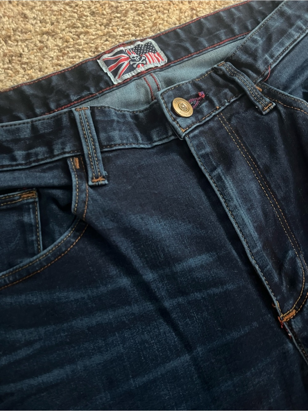 Psycho Bunny Men's Navy Slim Straight Jeans